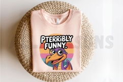 Cartoon Pterodactyl With Glasses Reads Pterribly Funny Text Product Image 2