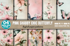 Pink Shabby Chic Butterfly Patterns PNG Product Image 1
