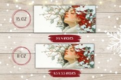 Winter Forest Mug Wrap Design, Winter Woman Mug Template Product Image 2