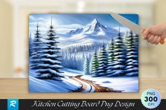 Snowy Mountain Pines Winter Cutting Board PNG Design Product Image 1