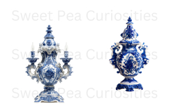 Blue Toile, Ephemera, PNG, Clipart, Junk Journal, flowers Product Image 2