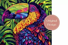 Toucan Tumbler Wrap Design, Neon Tropical Leaves Tumbler Product Image 2