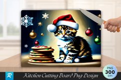Tabby Kitten with Santa Hat and Cookies Cutting Board PNG Product Image 1