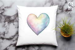 Pastel Watercolor Gradient Heart Clipart Sublimation PNG Product Image 3