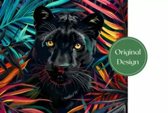 Black Panther Tumbler Wrap, Tropical Leaves Tumbler Design Product Image 2