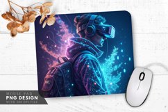 Futuristic Gamer in VR Mouse Pad PNG Design Product Image 1