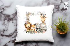 Cute Jungle Animal Wreath Clipart Sublimation PNG Product Image 2