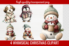 4 Whimsical Christmas Clipart | Cute Holiday PNG Set Product Image 1