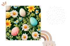 Colorful Easter Eggs Pillow, Floral Pillow Sublimation Product Image 2