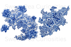 Blue Toile, Ephemera, PNG, Clipart, Junk Journal, flowers Product Image 2