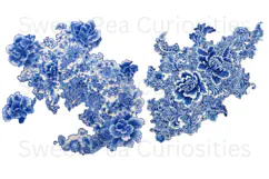 Blue Toile, Ephemera, PNG, Clipart, Junk Journal, flowers Product Image 2