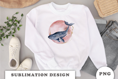 Watercolor Whale with Moon png Product Image 2