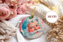 Vintage Santa Claus Ornament, Christmas Round Ornament Product Image 2