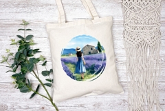 Watercolor Lavanda Illustration, Cartoon Flowers Print Product Image 2