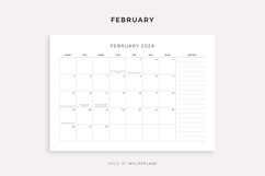 2029 Monthly Planner with Holidays, Landscape, Printable Product Image 2