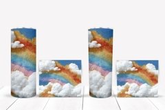 Glitter Rainbow Tumbler Wrap, Clouds Tumbler Template Product Image 2