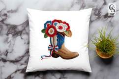 Patriotic Floral Cowboy Boot Clipart Sublimation PNG Product Image 2