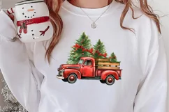 Red Christmas Truck Sublimation Clipart, Christmas PNG Product Image 2