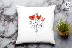 Hand Drawn Heart Flower Illustration Clipart Sublimation PNG Product Image 3