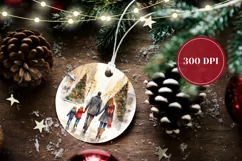 Watercolor Christmas Ornament, Christmas Product Tag Design Product Image 2