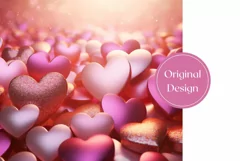 3D Glitter Love Hearts Tumbler, Valentine's Day Tumbler PNG Product Image 2