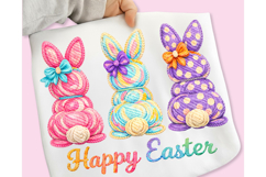 Happy Easter PNG, Coquette Easter Bunny, Faux yarn Bunny PNG Product Image 1
