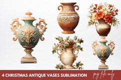 Christmas Antique Vases Clipart Sublimation Product Image 1