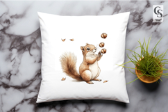 Cute Squirrel With Acorns Illustration Clipart PNG Product Image 3