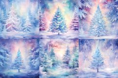 Watercolor pastel Christmas forest and trees digital papers Product Image 2