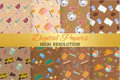 Brown 100 Days of School Digital Paper Patterns Design Product Image 2