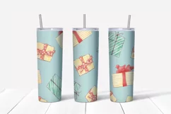 Christmas Cute Mermaids Skinny tumbler wrap design Product Image 4