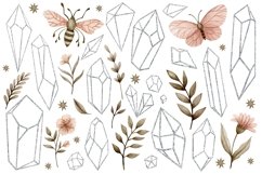 Watercolor crystals and plants clipart. Product Image 3