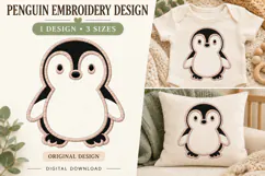 Cute Baby Penguin Embroidery Design Product Image 1