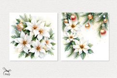 Christmas poinsettia digital paper, background clipart Product Image 2