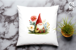 Watercolor Floral Garden Gnome Illustration Clipart PNG Product Image 3