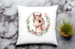 Floral Unicorn Wreath Clipart Sublimation PNG Product Image 2