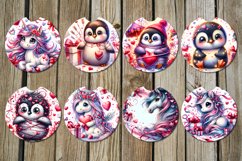 Valentine unicorn &amp; penguin | car coaster &amp; key chain design Product Image 2