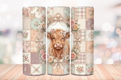 Coquette Highland Cow 20 OZ Skinny Tumbler Wrap PNG. Product Image 2