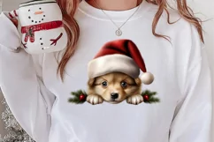Christmas Peeking Dogs Clipart, Christmas PNG Product Image 2