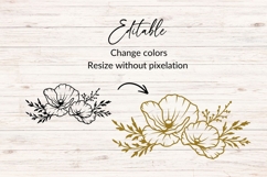Hand Drawn Poppy Floral Arrangement SVG Product Image 2