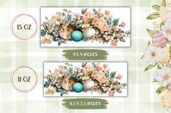 Easter Bunny Mug, Watercolor Flowers Mug Template Product Image 2