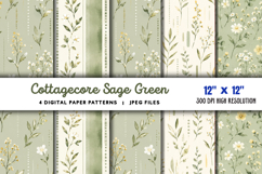 Cottagecore Sage Green Daisy Paper JPG Product Image 1
