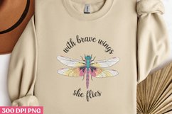 With brave wings she flies PNG, Retro Dragonfly Sublimation Product Image 3