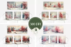 Christmas Village Mug, Christmas Church Mug Template Product Image 2