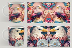 3D Patriotic Eagle Floral Mug Wrap | Sublimation Coffee Product Image 2