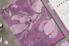 beautiful wedding card invitation set with magnolia flower Product Image 2