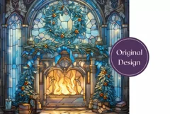 Stained Glass Christmas Fireplace Tumbler Wrap Design Product Image 2