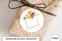 Watercolor Autumn Floral Gold Frame png Product Image 2
