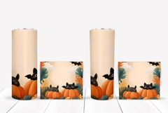 Cute Halloween Tumbler Wrap, Pumpkins Tumbler Sublimation Product Image 2