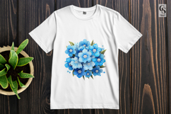 Blue Floral Bouquet Clipart Sublimation PNG Product Image 2